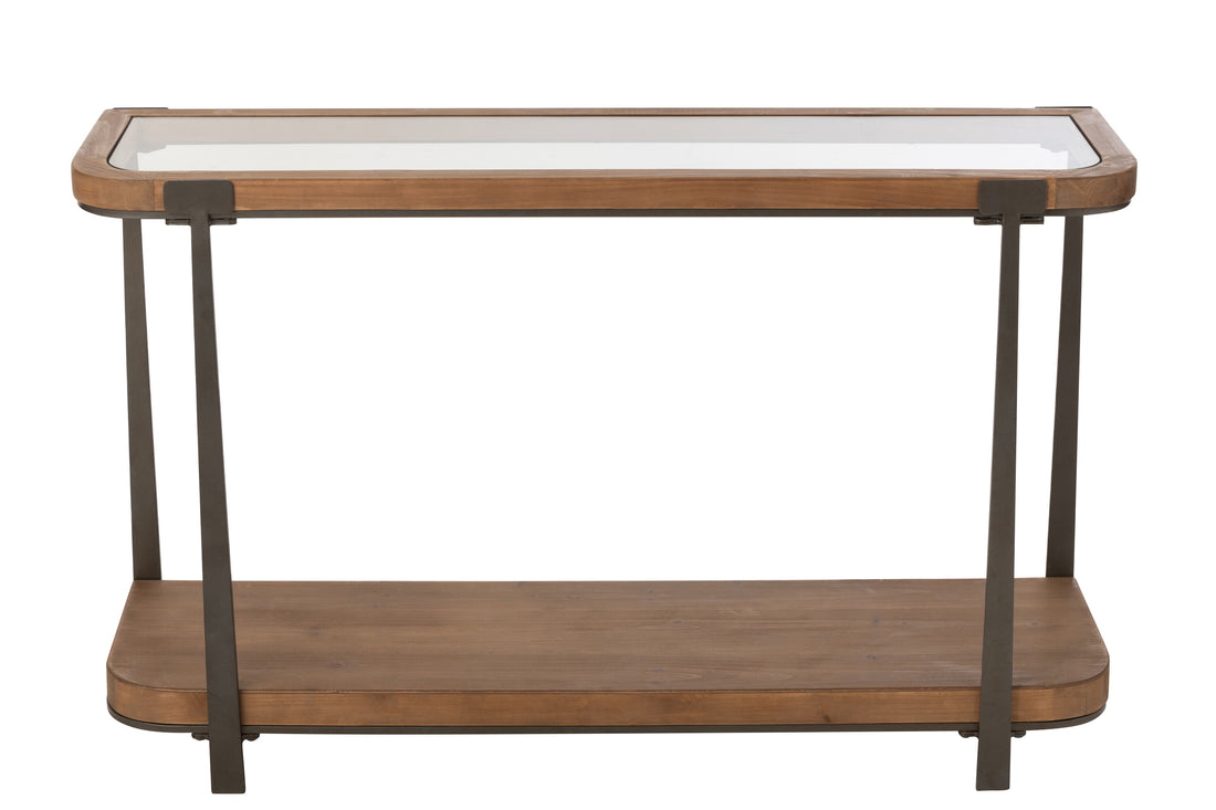 Console Tremi Vurenhout/Glas Natuur/Zwart