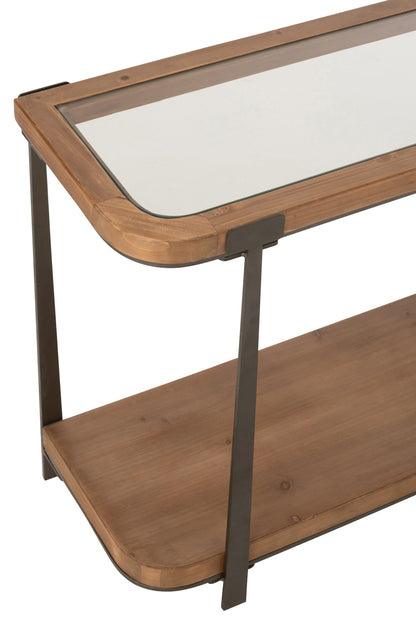 Console Tremi Vurenhout/Glas Natuur/Zwart