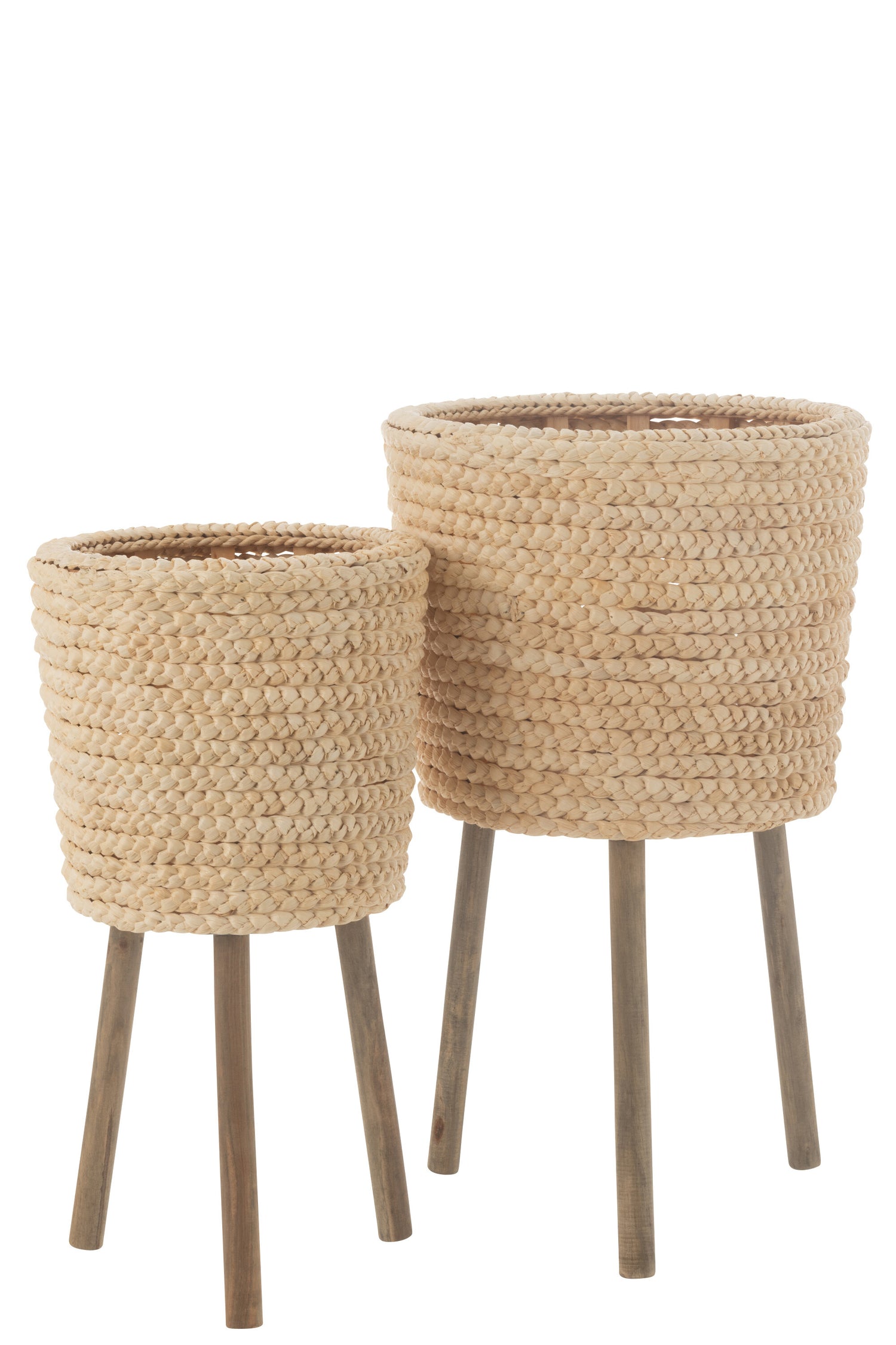 Set van 2 plantenbakken rond maïskolf/hout natuurlijk