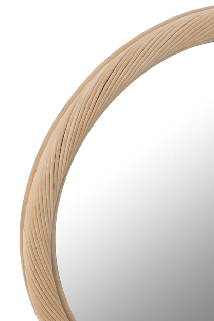 Wandspiegel rond rotan/glas natuurlijk klein