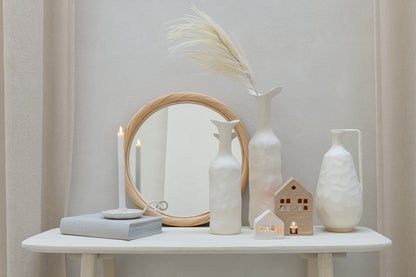 Wandspiegel rond rotan/glas natuurlijk medium