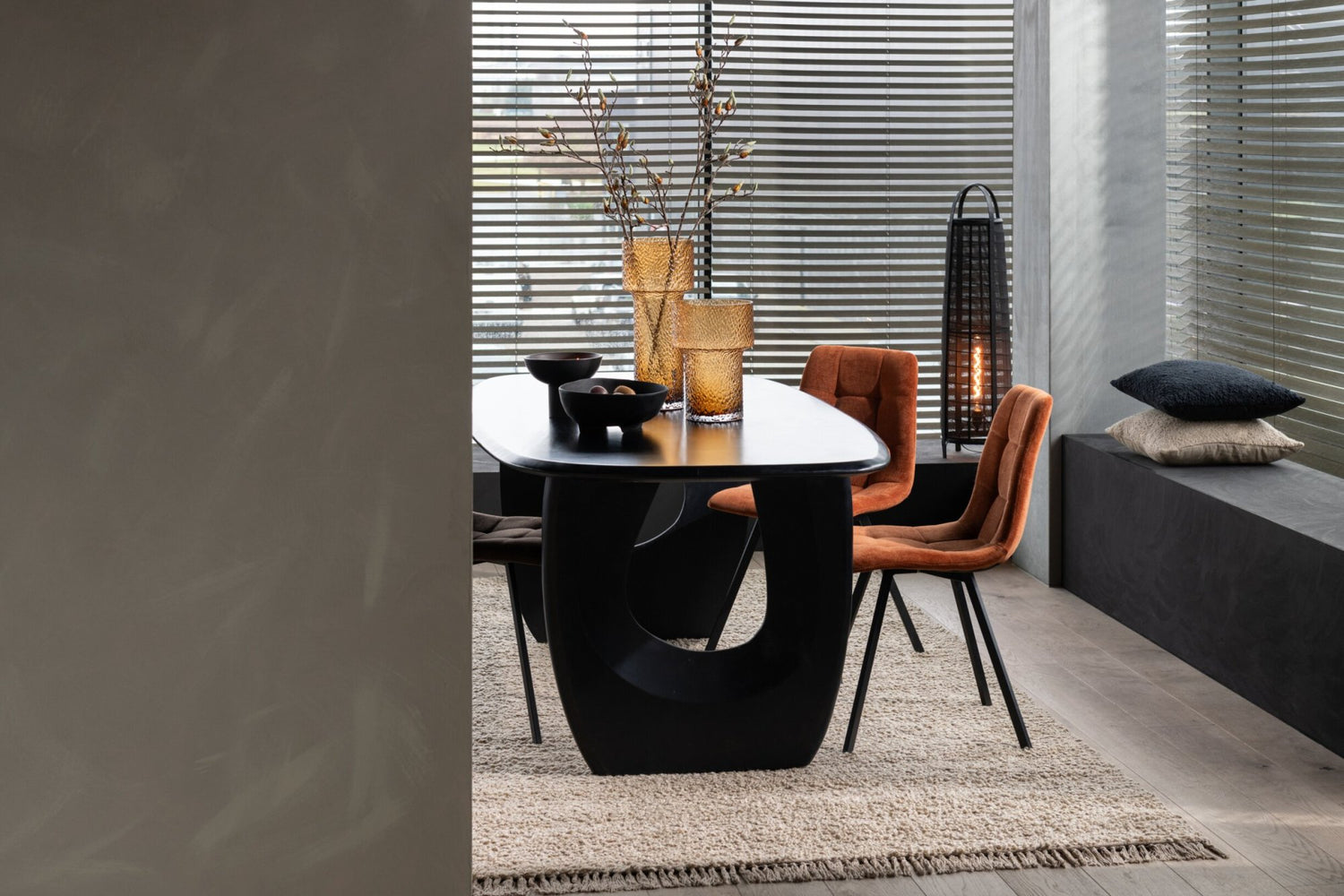 J-Line Lamp Don Katoen Bamboe Zwart