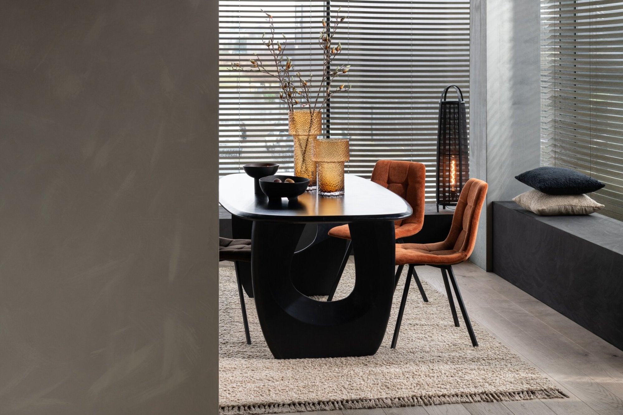 J-Line Lamp Don Katoen Bamboe Zwart