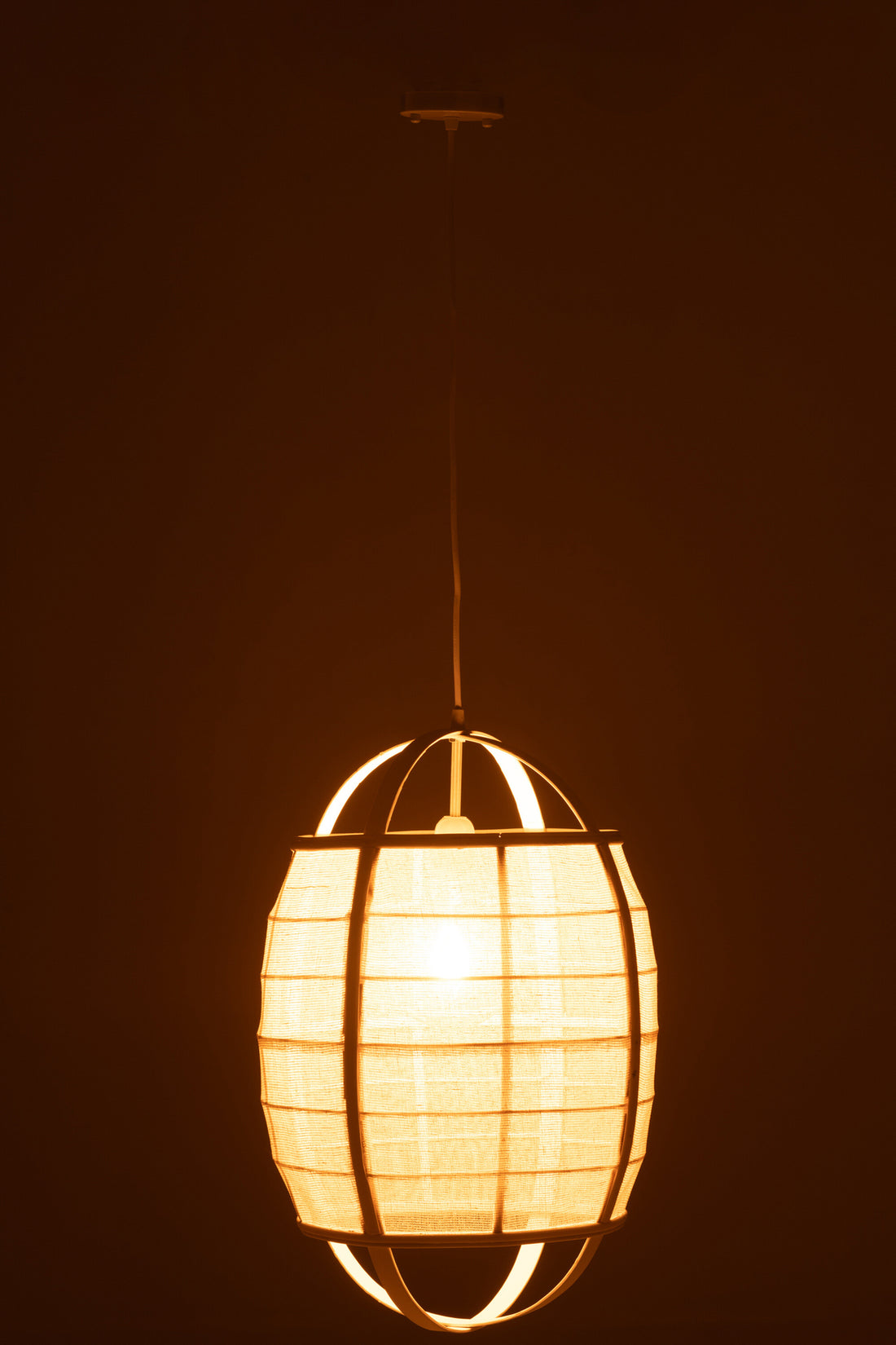 Hanglamp Ion Linnen/Bamboe Wit Klein