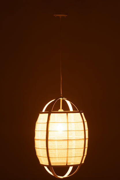 Hanglamp Ion Linnen/Bamboe Wit Klein