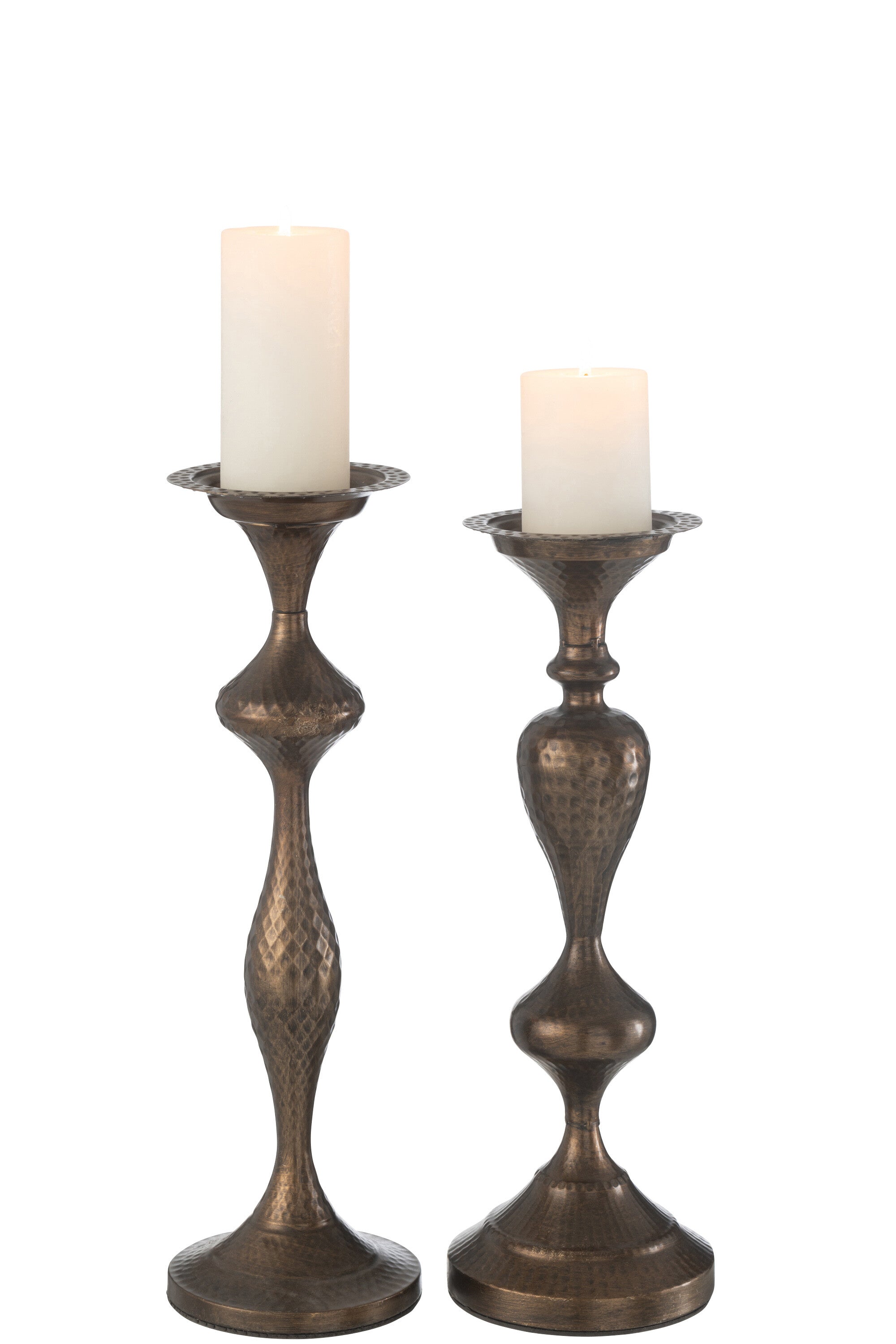 Set van 2 kaarsenhouder metaal bruin