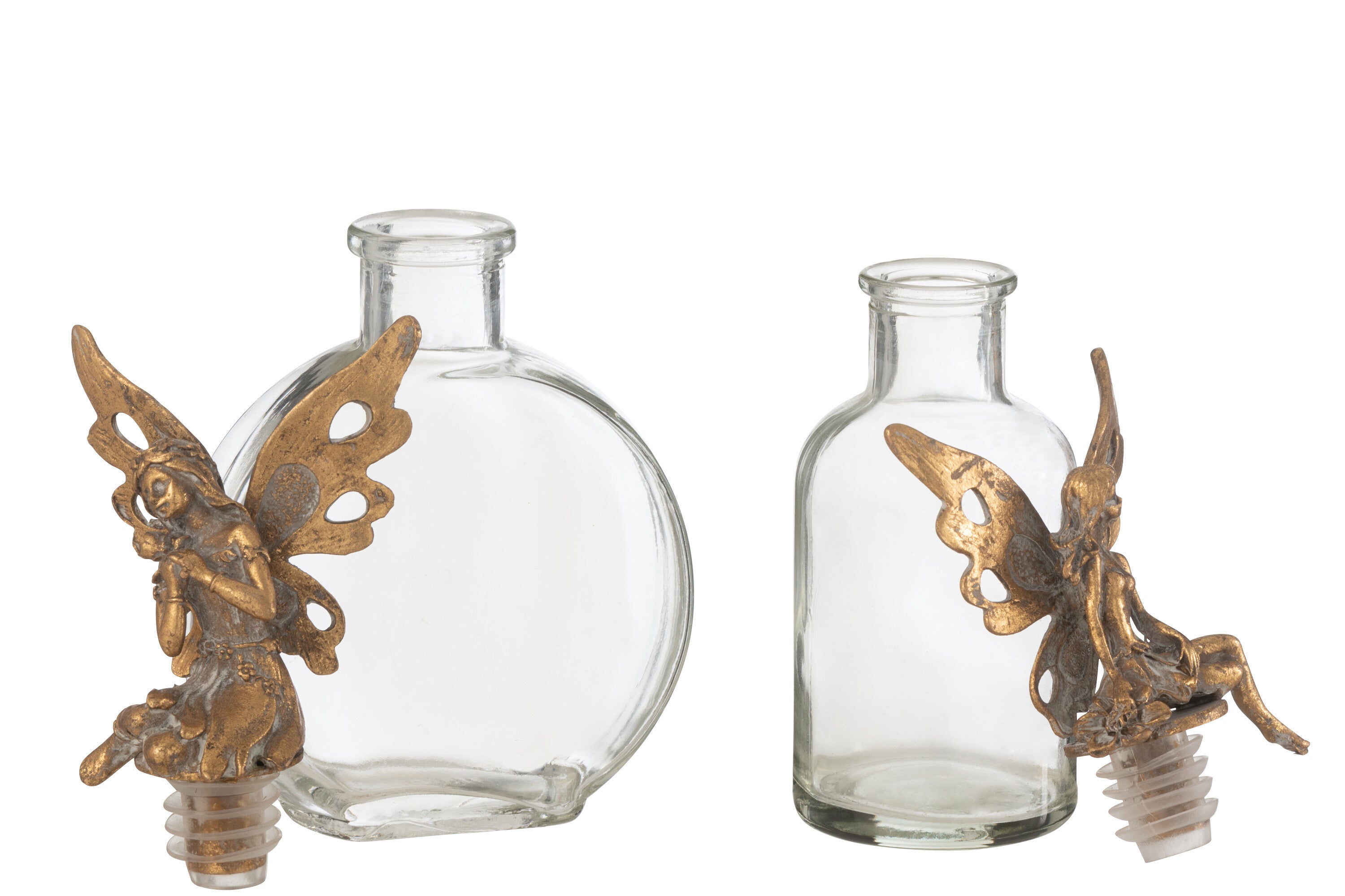 Flessen Deco Fairy Metaal/Glas Goud Assortiment Van 2