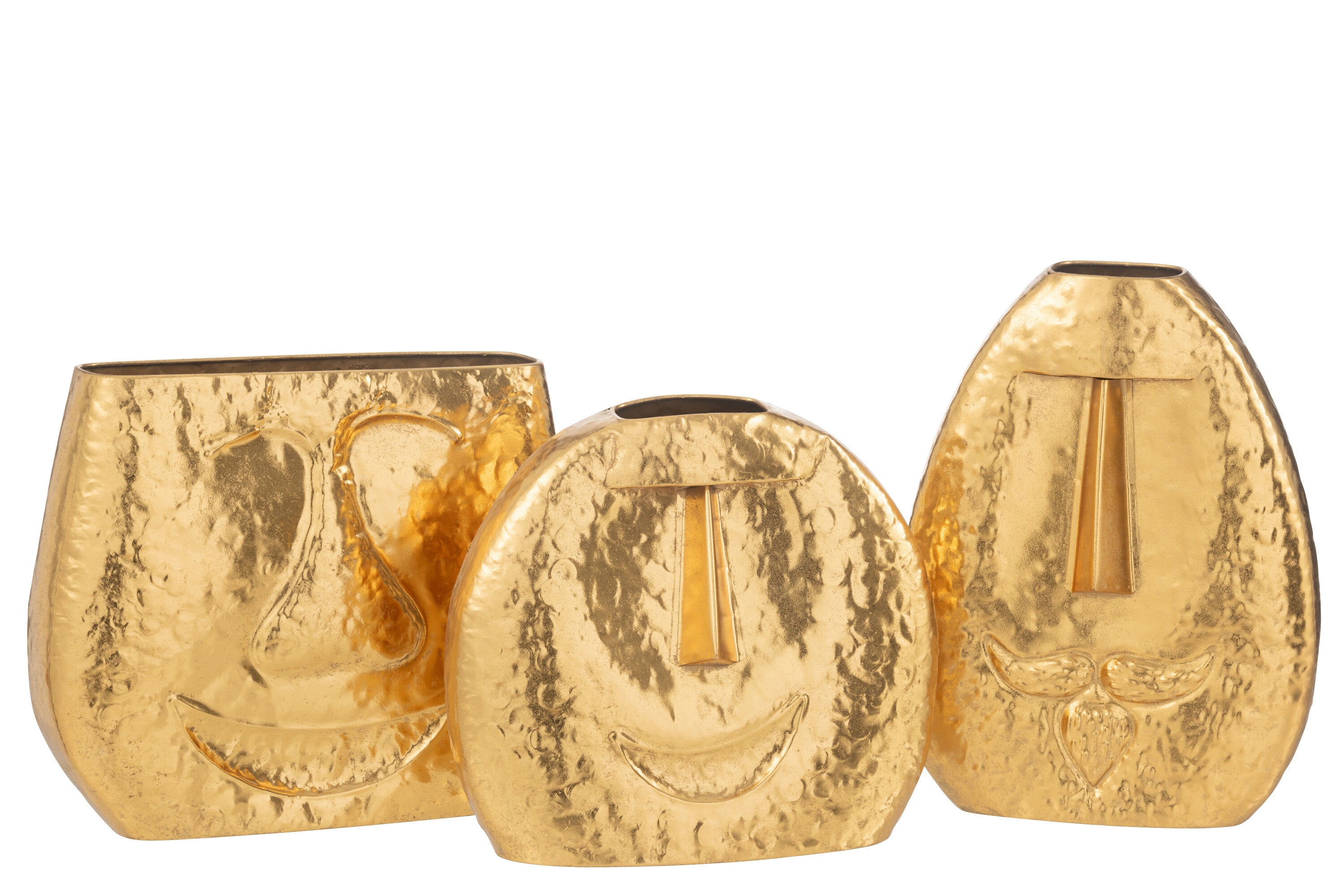 Vazen Gezichten Metaal Goud Assortiment Van 3