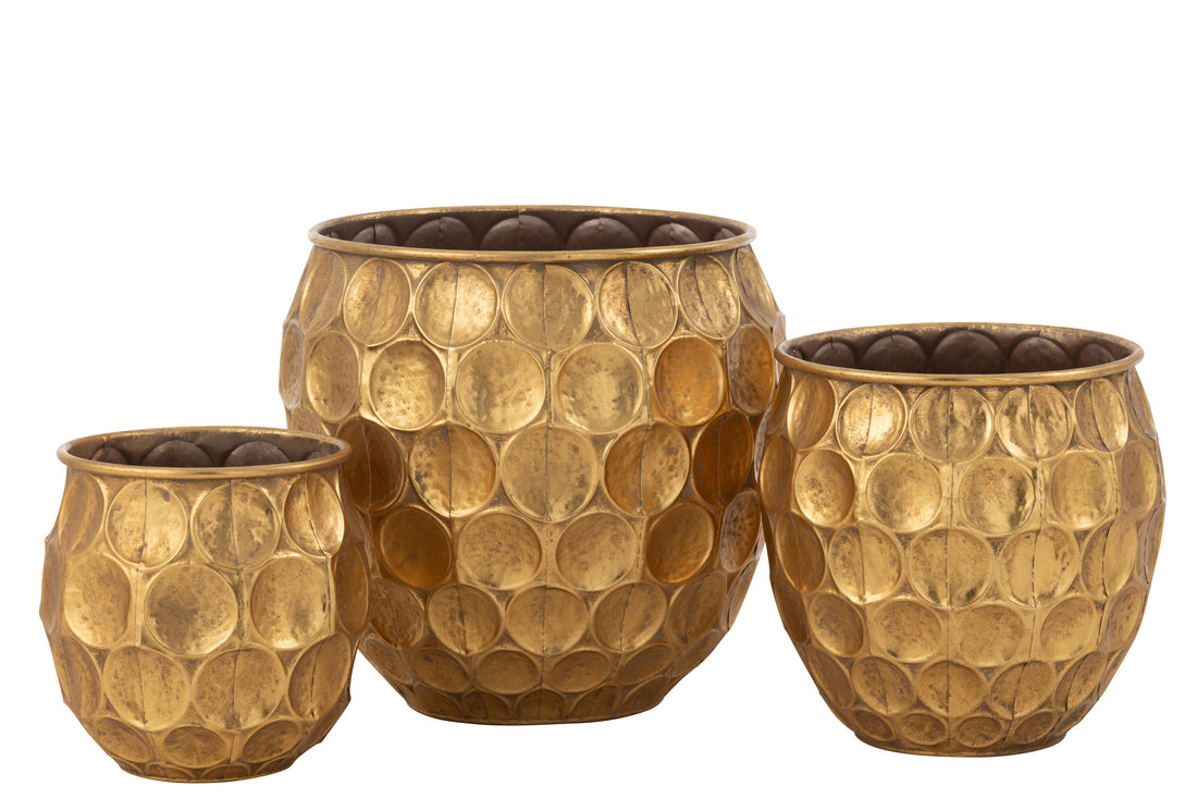 Set van 3 potten Dalton metaal goud