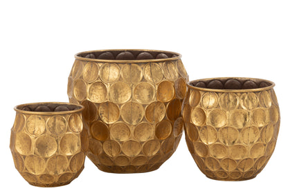 Set van 3 potten Dalton metaal goud