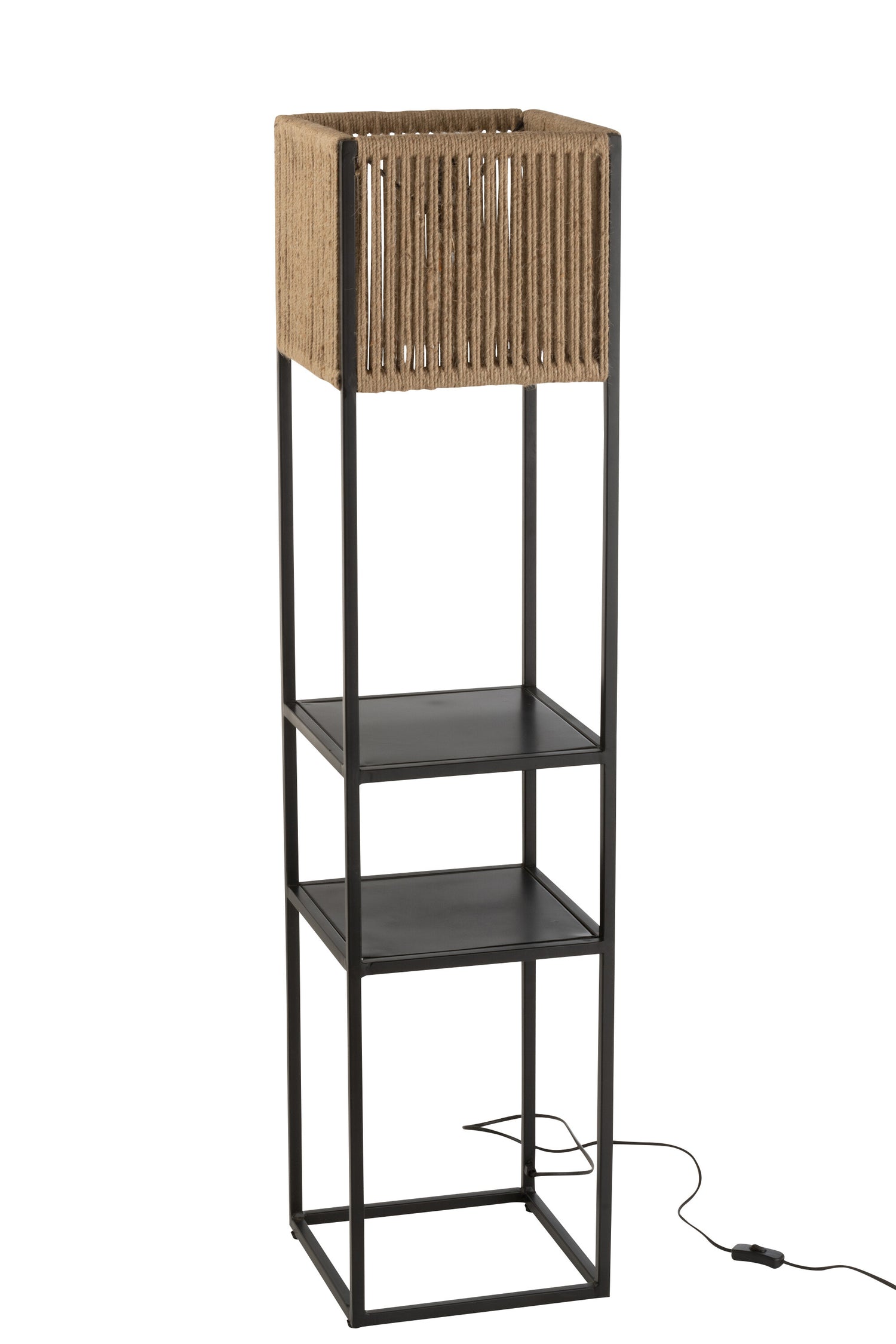 Lamp Vierkant IJzer/Jute Natuur/Zwart