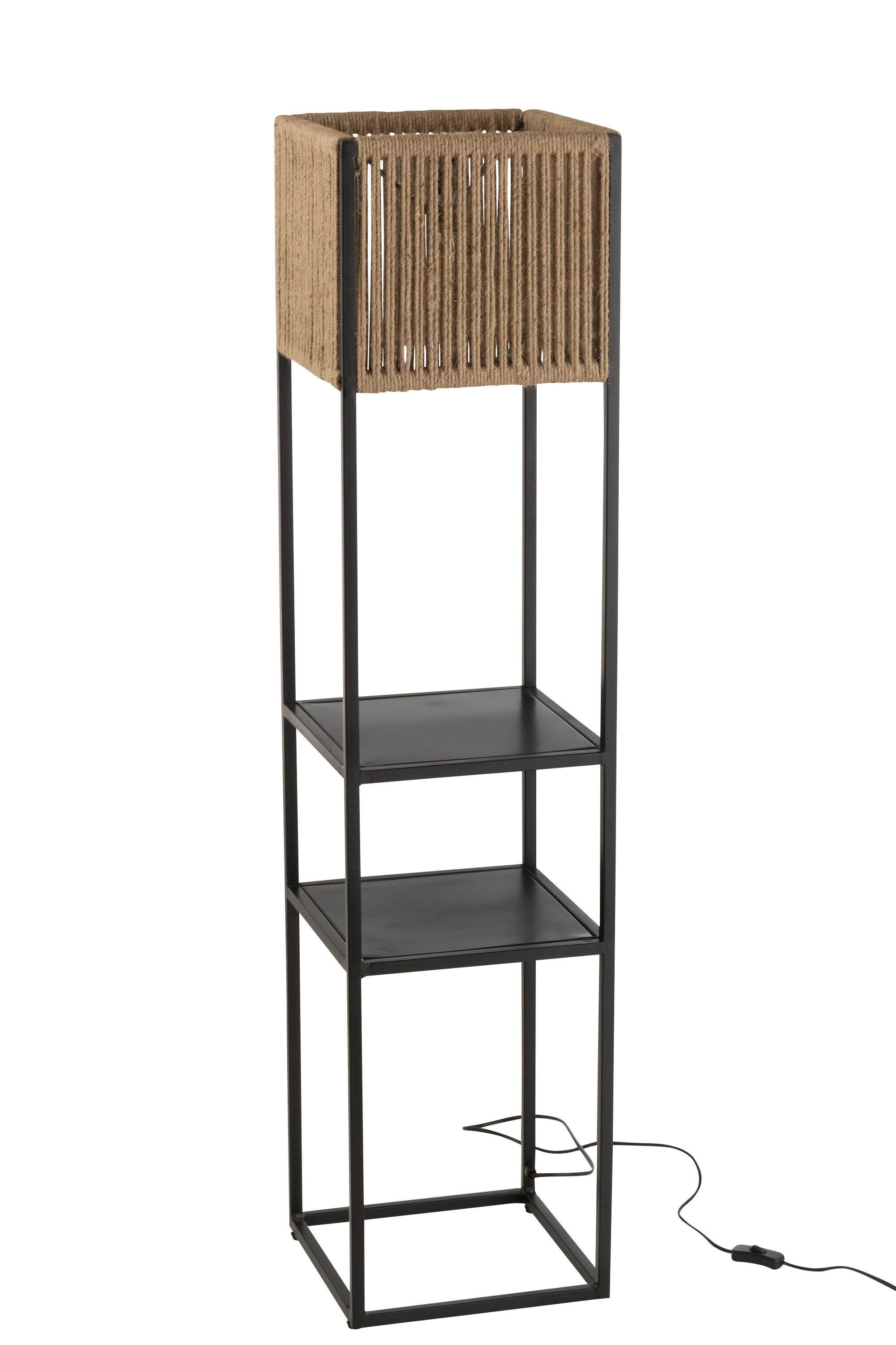 Lamp Vierkant IJzer/Jute Natuur/Zwart