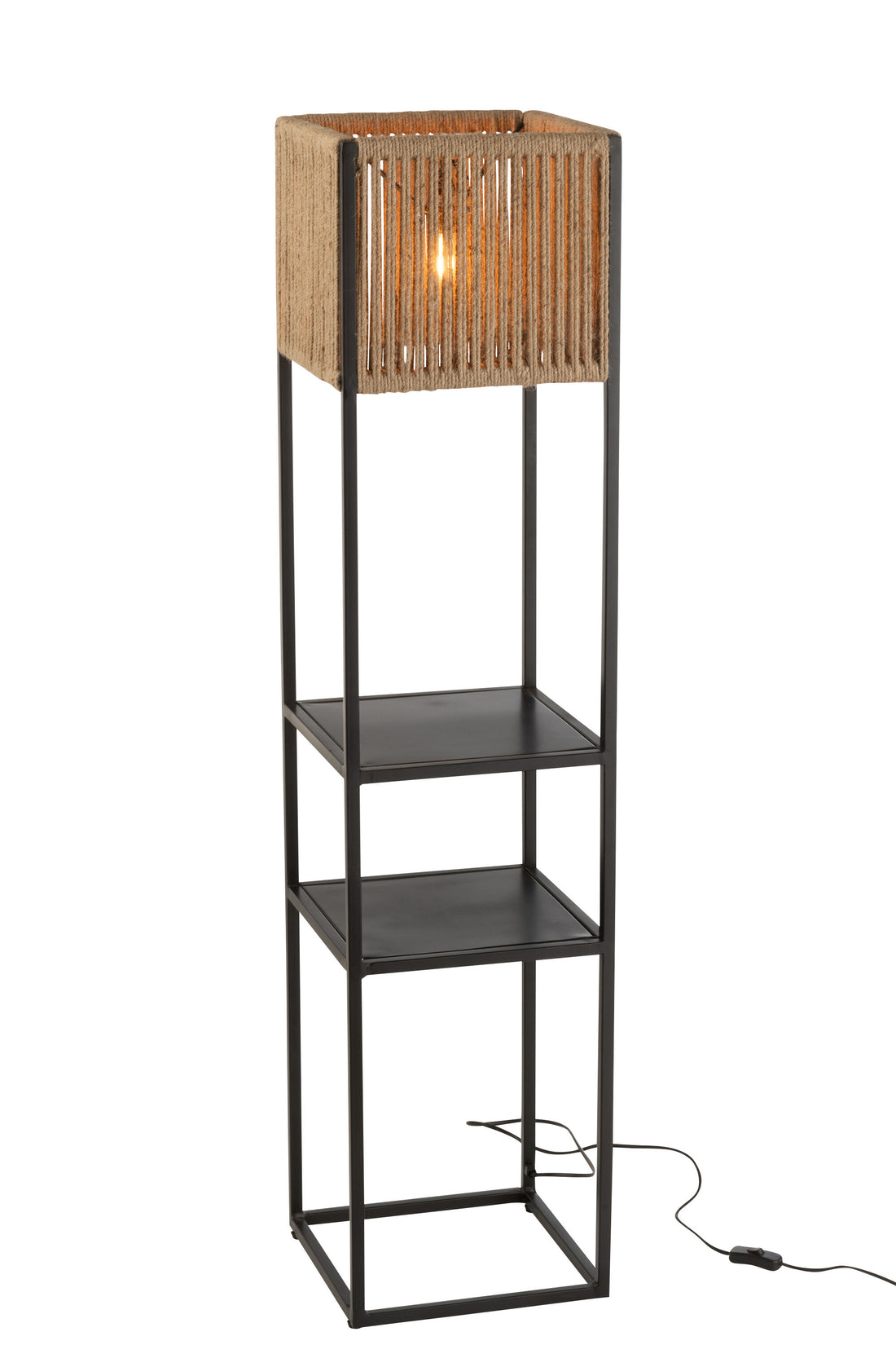 Lamp Vierkant IJzer/Jute Natuur/Zwart