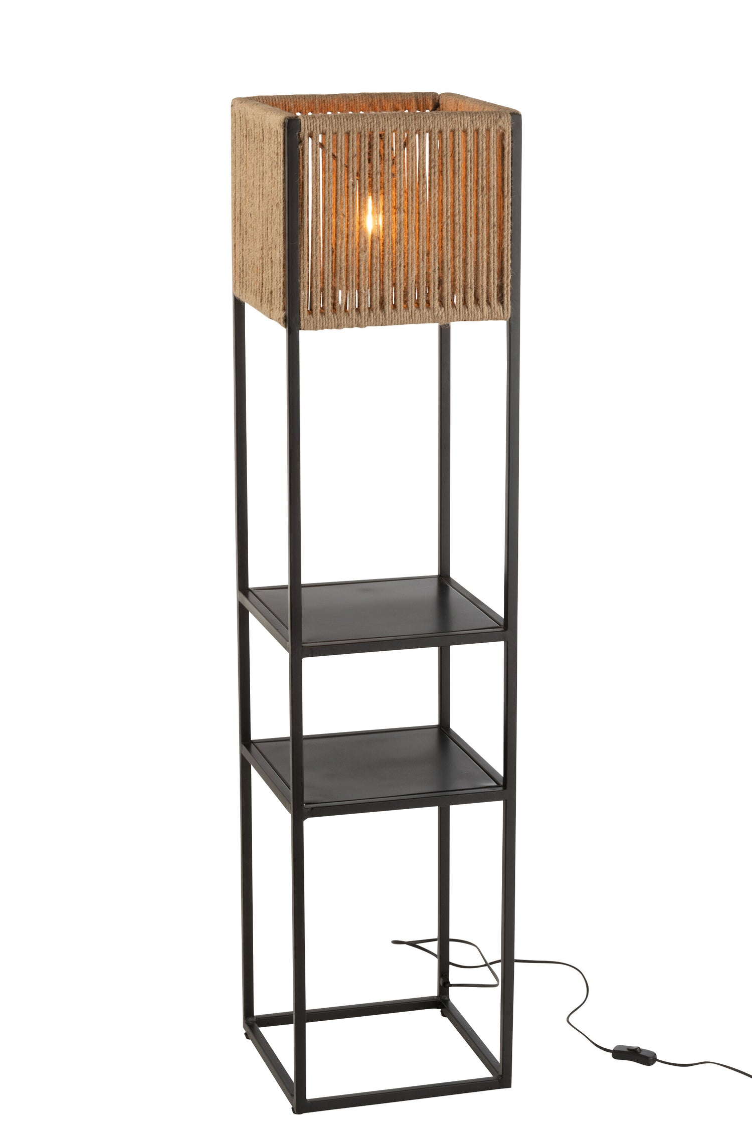 Lamp Vierkant IJzer/Jute Natuur/Zwart