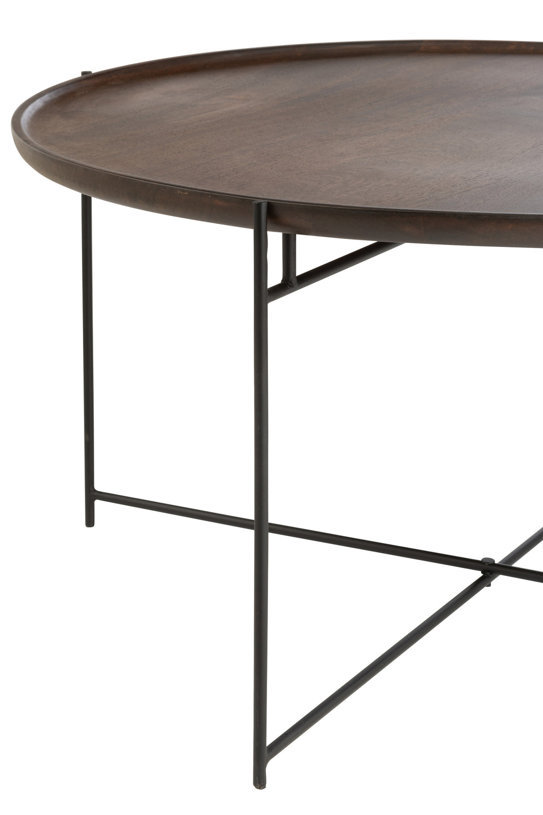 J-Line Tafel Rond Ijzer/Mangohout Bruin/Zwart