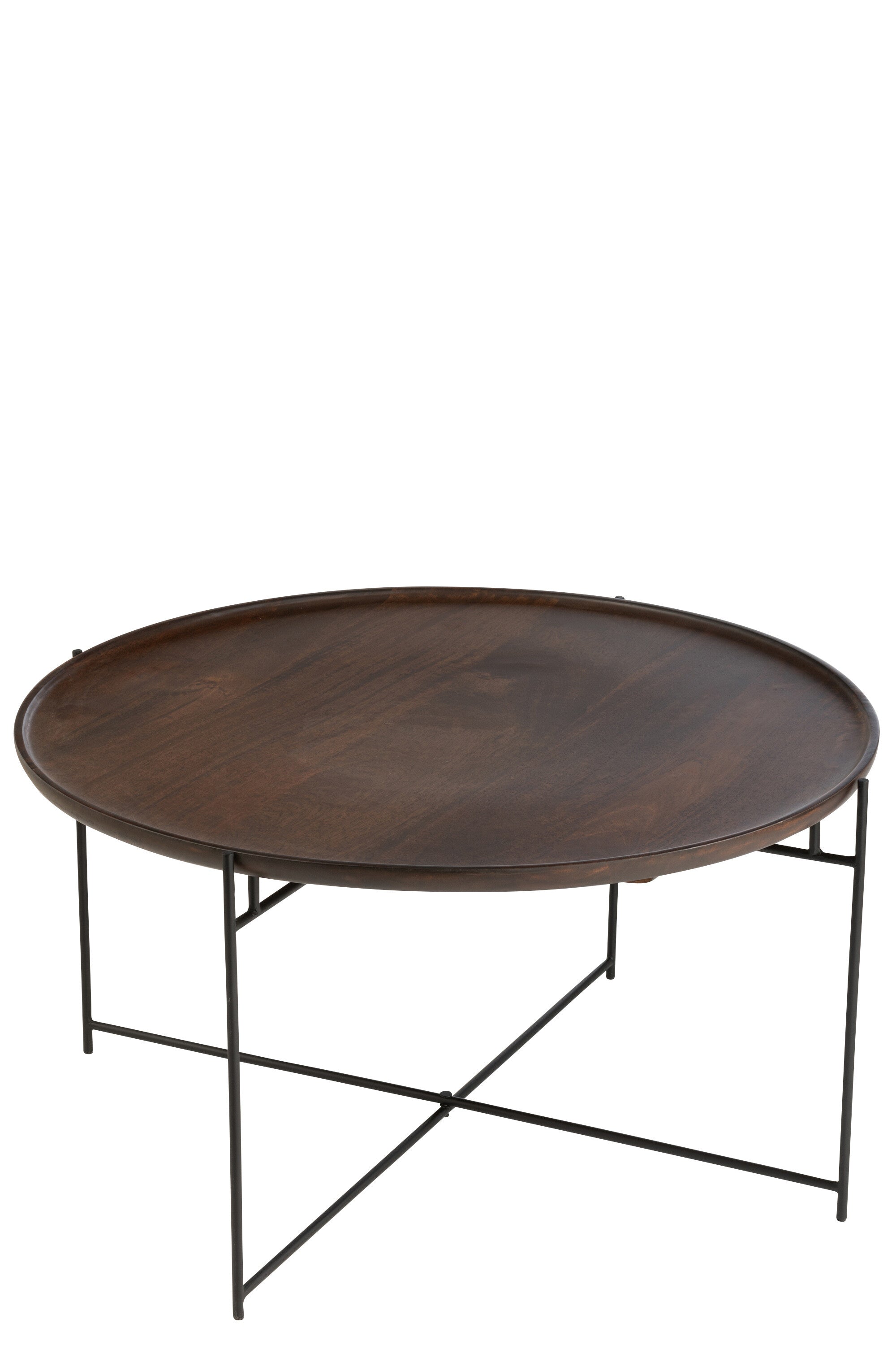 J-Line Tafel Rond Ijzer/Mangohout Bruin/Zwart