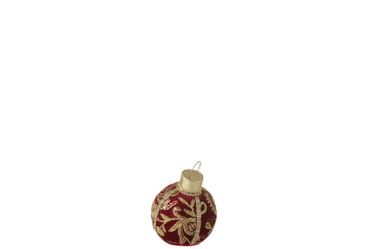 Kerstbal Decoratie Patronen Polyfoam/Textiel Rood/Goud Klein