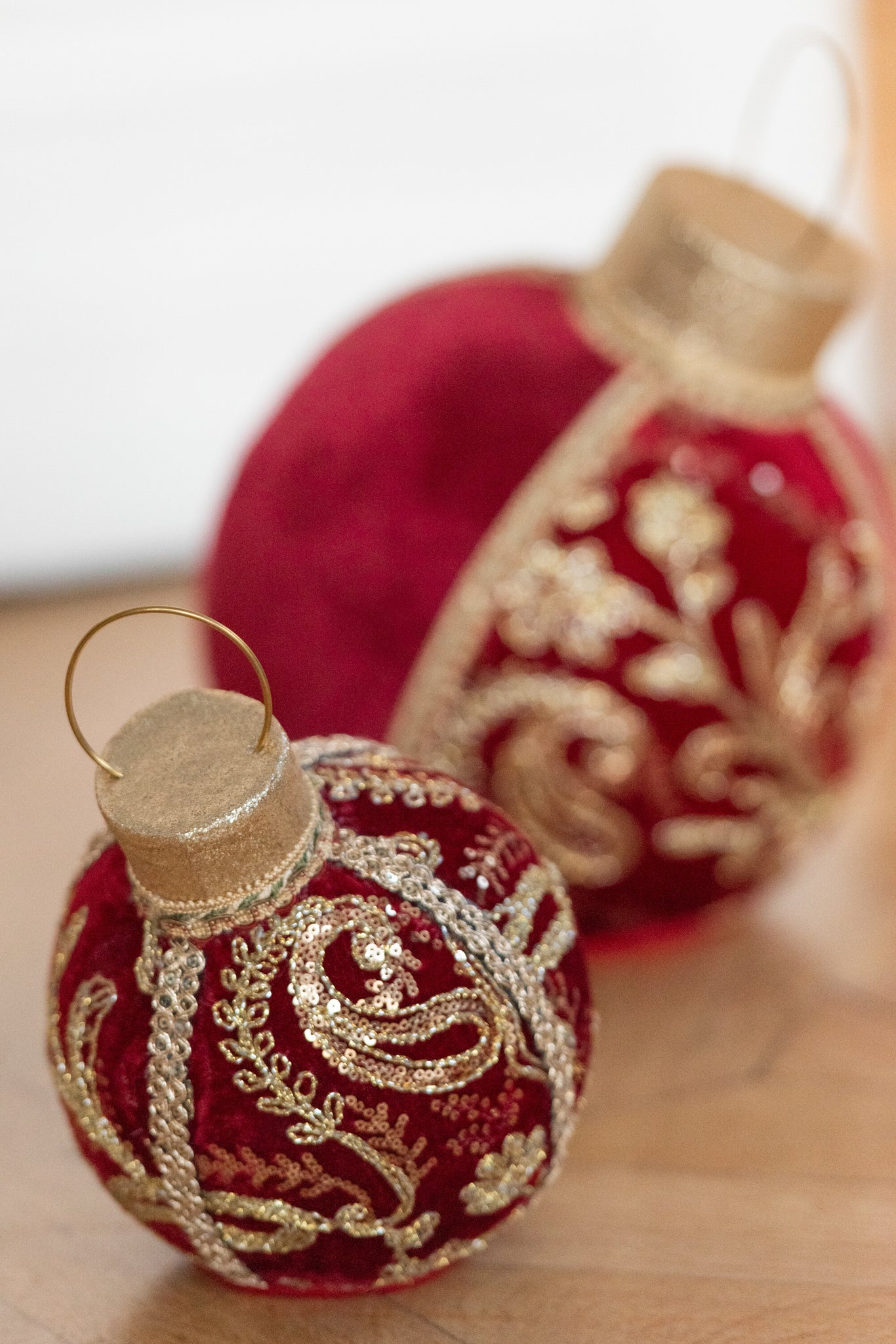 Kerstbal decoratiepatronen Polyfoam/Textiel Rood/Goud Medium