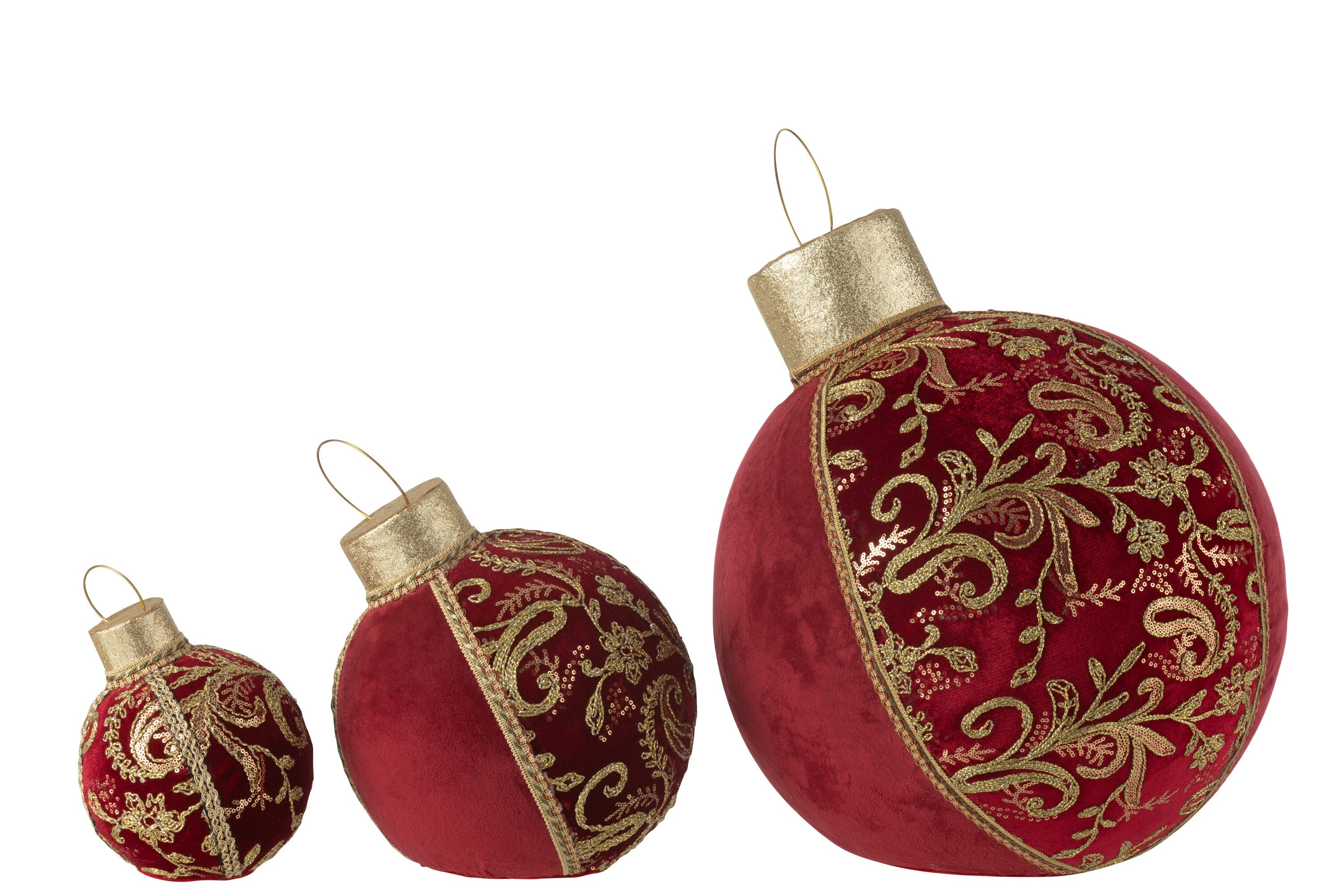 Kerstbal Decoratie Patronen Polyfoam/Textiel Rood/Goud Groot