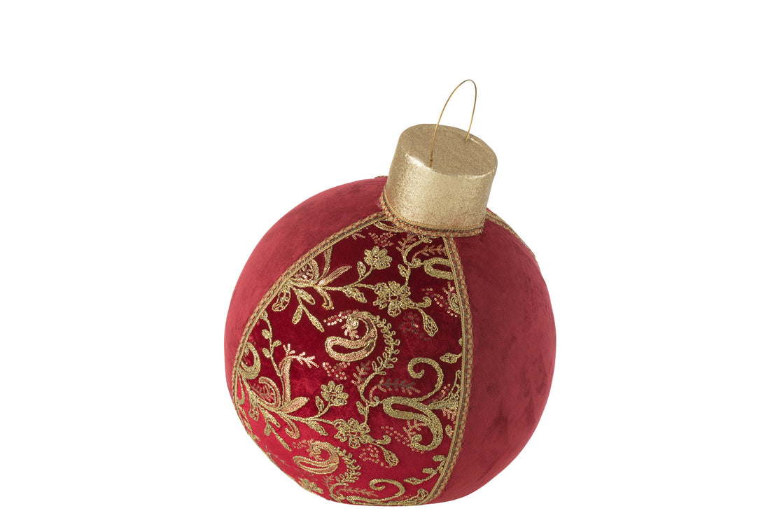Kerstbal Decoratie Patronen Polyfoam/Textiel Rood/Goud Groot