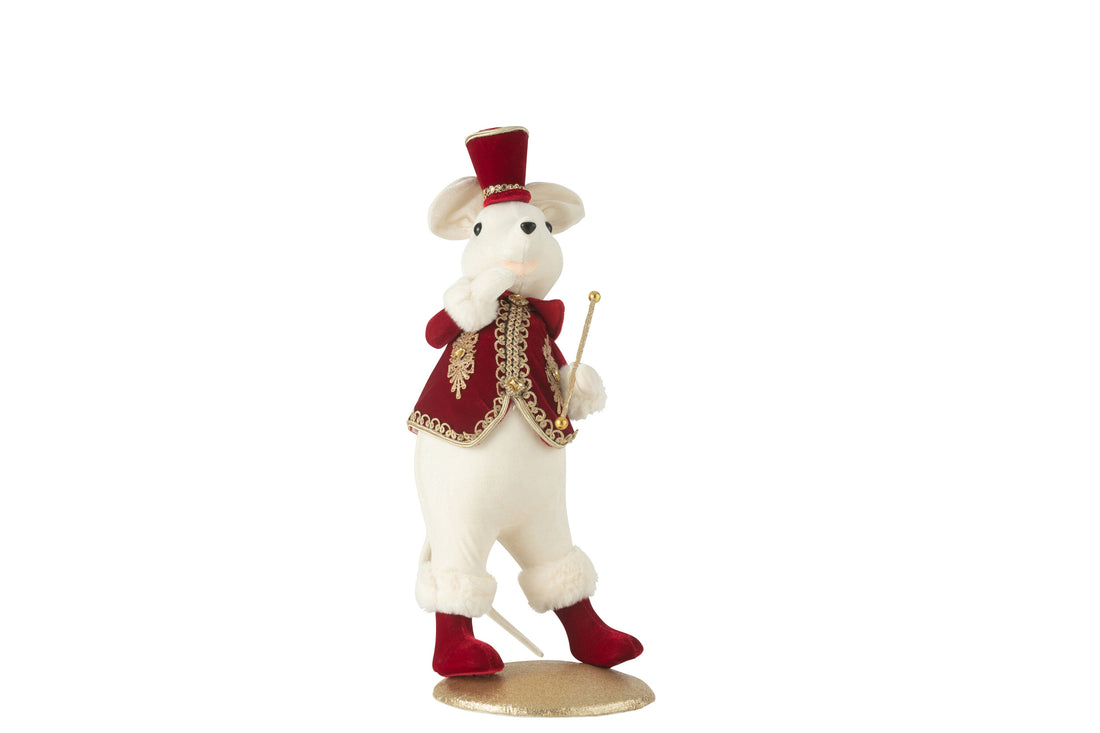 Muis Majorette Staand Polyfoam/Textiel Rood/Goud