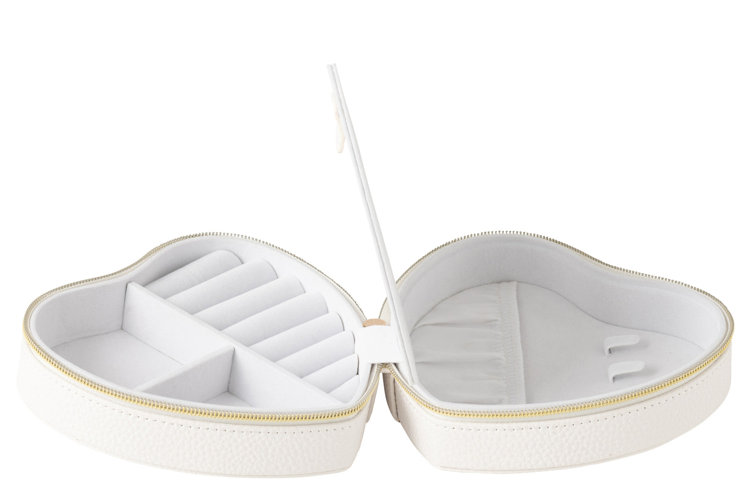 Sieradendoos Hart Kunstleer Wit