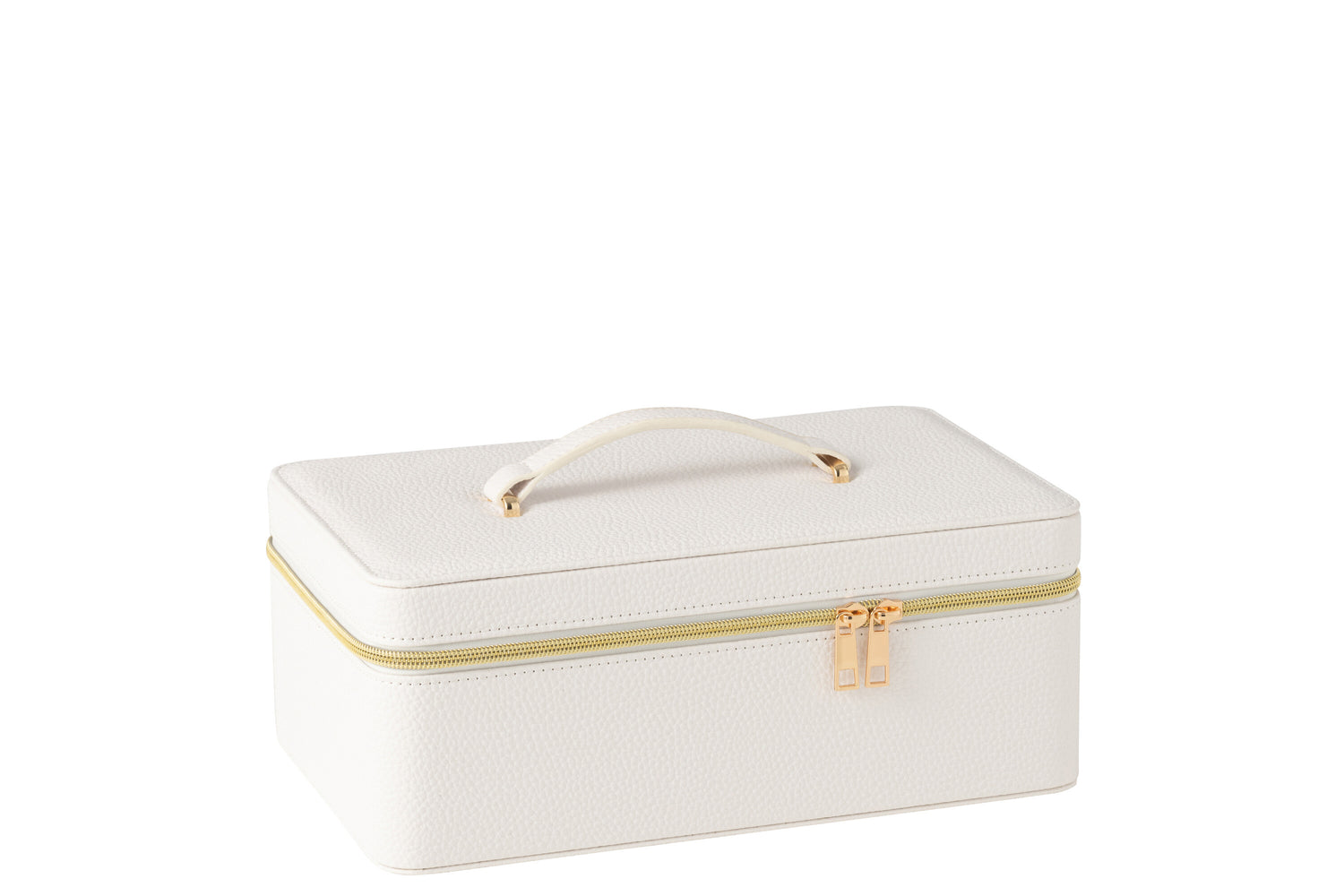 Cosmetische Doos Rechthoek+Spiegel Kunstleer Wit