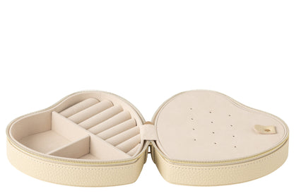 Sieradendoos Hart Kunstleer Beige