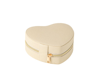 Sieradendoos Hart Kunstleer Beige