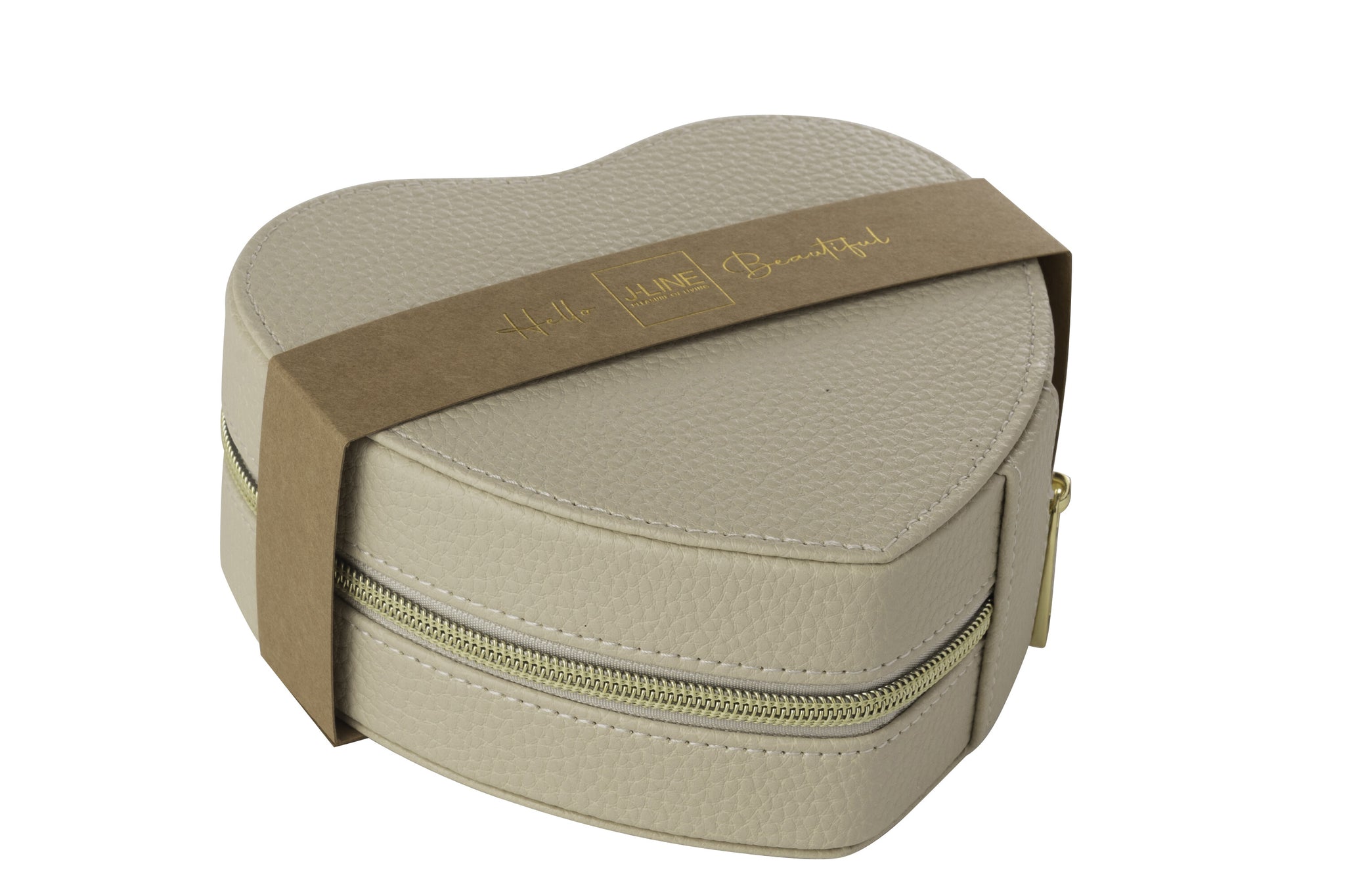 Sieradendoos Hart Kunstleer Beige