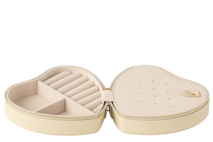 Sieradendoos Hart Kunstleer Beige