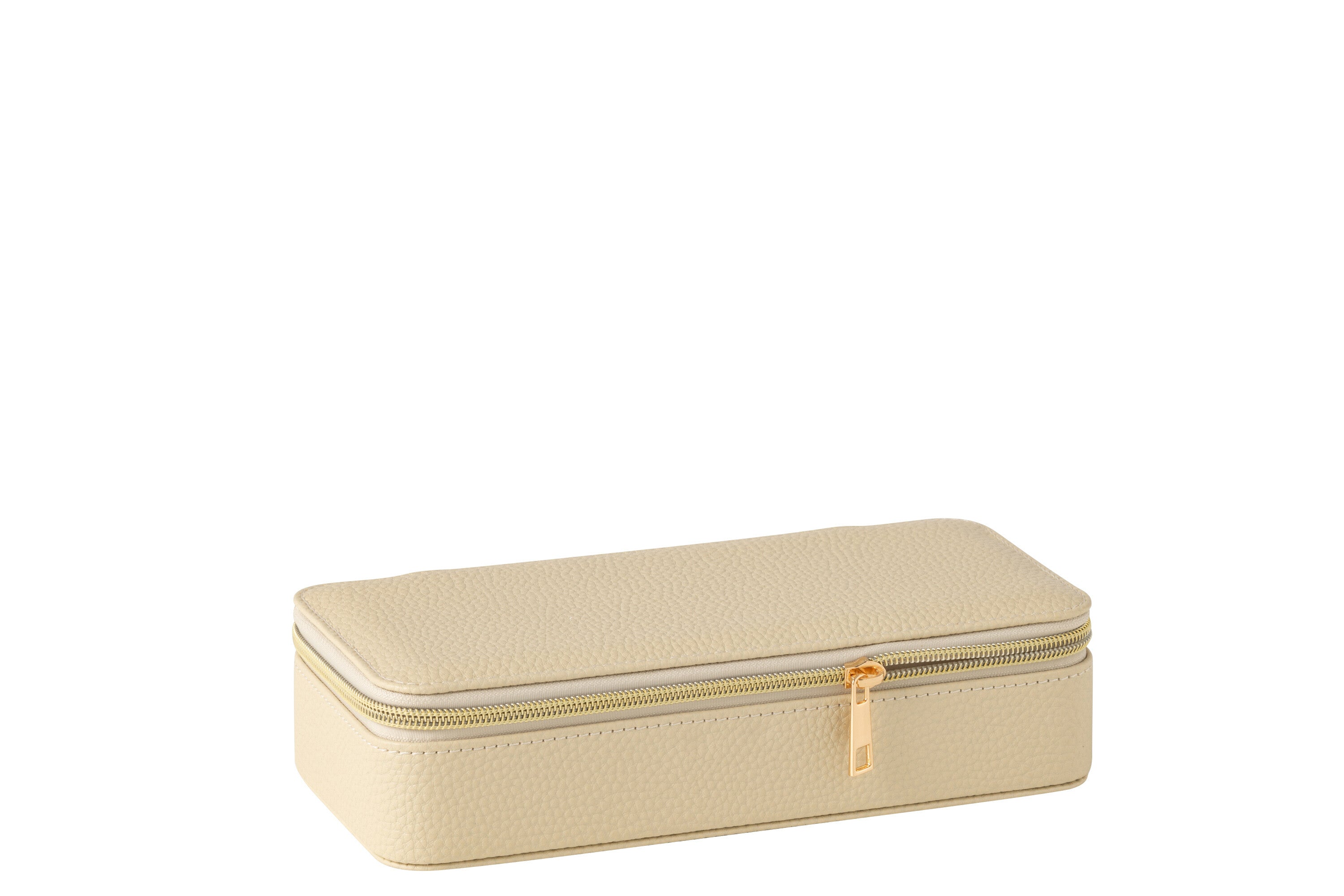 Sieradendoos Rechthoek+Spiegel Kunstleer Beige