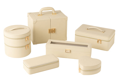 Sieradendoos Met Handvat Kunstleer Beige