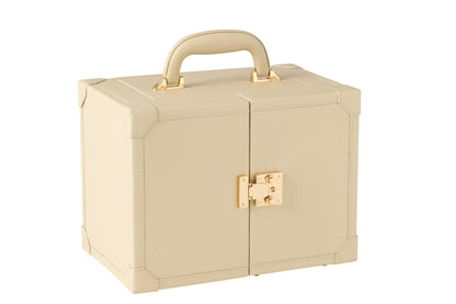 Sieradendoos Met Handvat Kunstleer Beige
