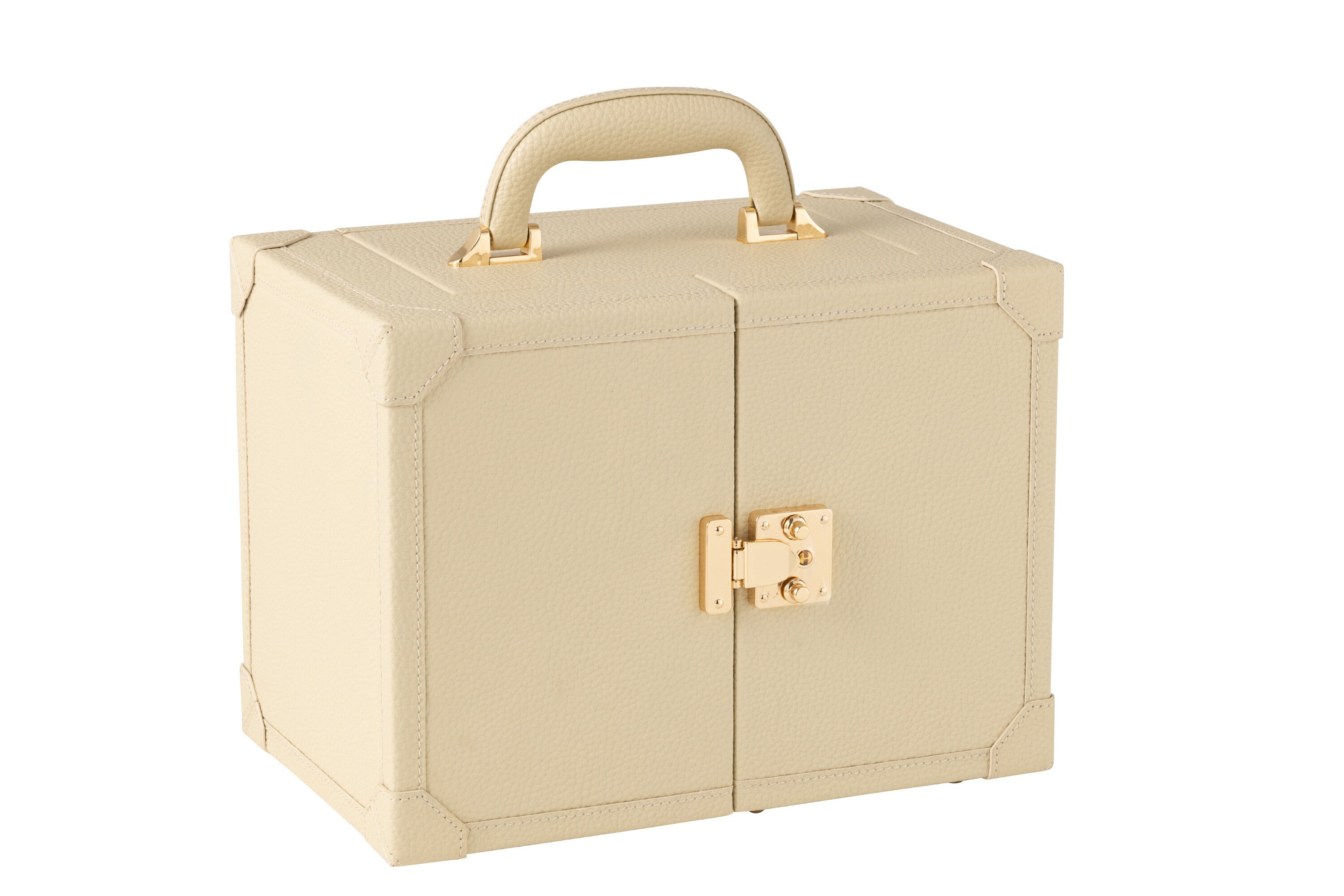 Sieradendoos Met Handvat Kunstleer Beige
