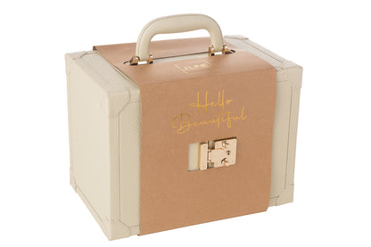 Sieradendoos Met Handvat Kunstleer Beige