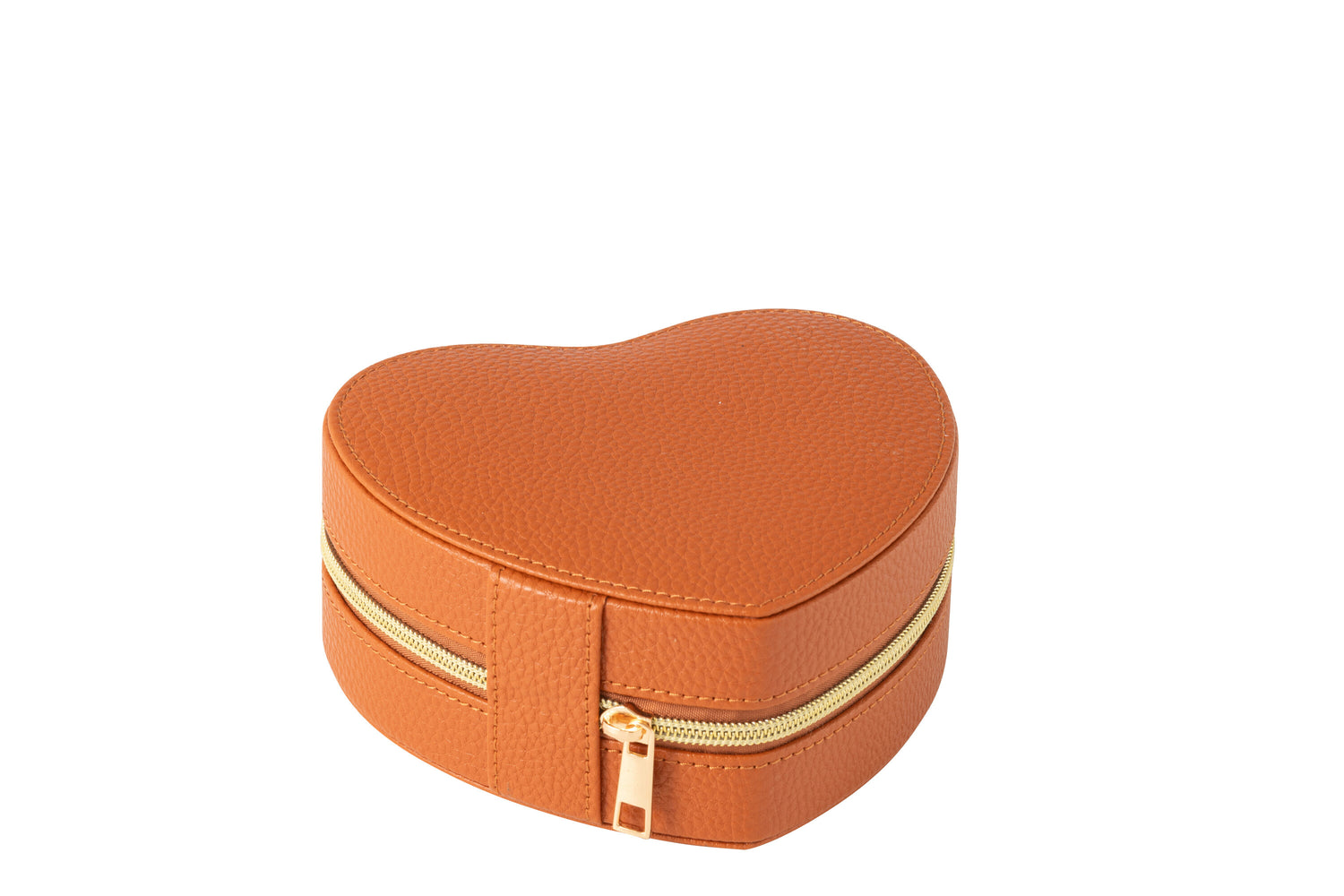 Sieradendoos Hart Kunstleer Cognac