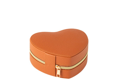 Sieradendoos Hart Kunstleer Cognac