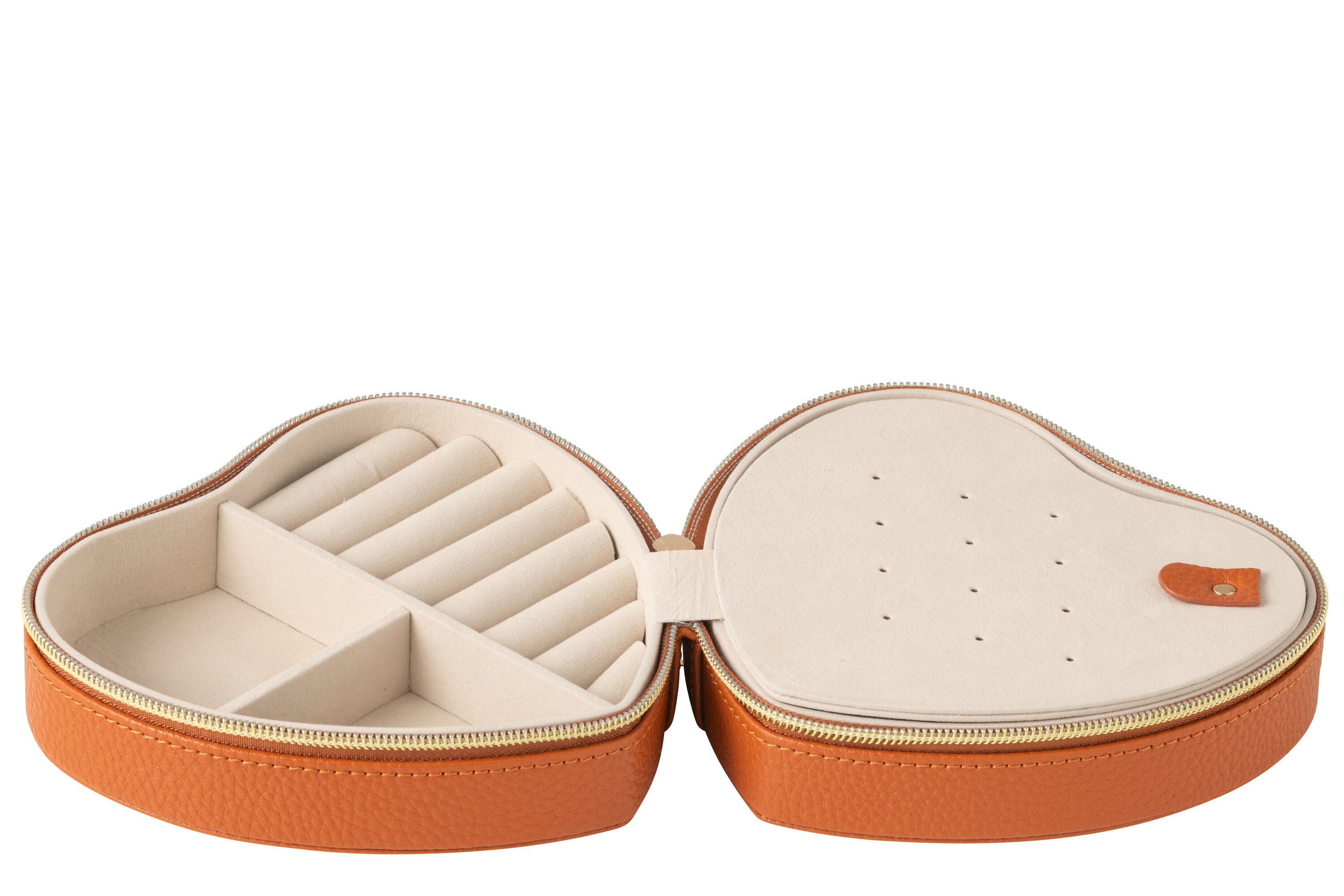 Sieradendoos Hart Kunstleer Cognac