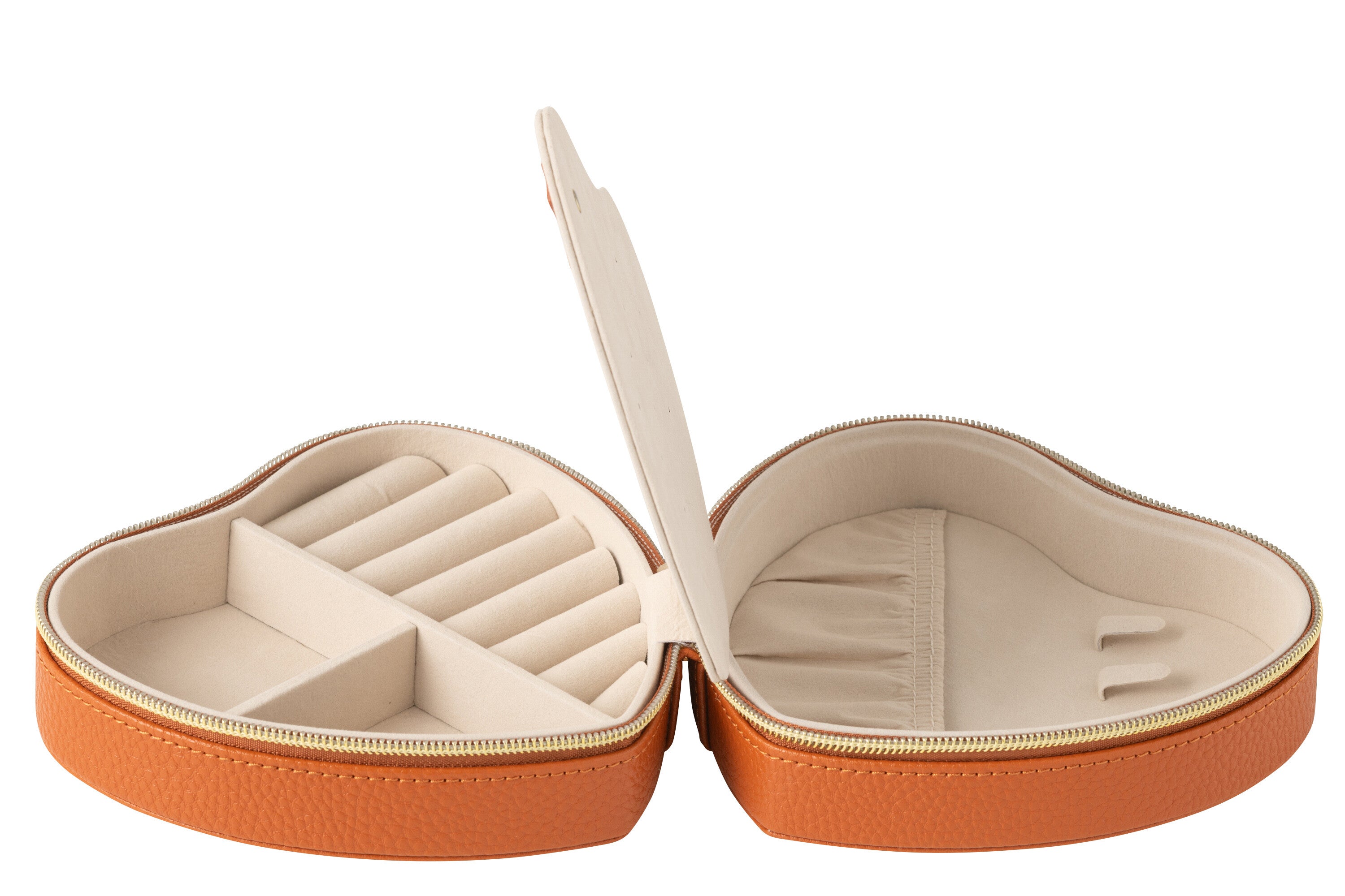 Sieradendoos Hart Kunstleer Cognac