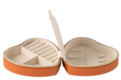 Sieradendoos Hart Kunstleer Cognac