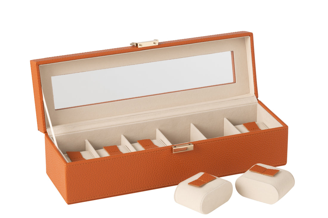 Swatch Box 6 Compartments Kunstleer Cognac