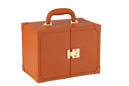 Sieradendoos met handvat Kunstleer Cognac