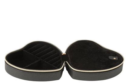 Sieradendoos Hart Kunstleer Zwart