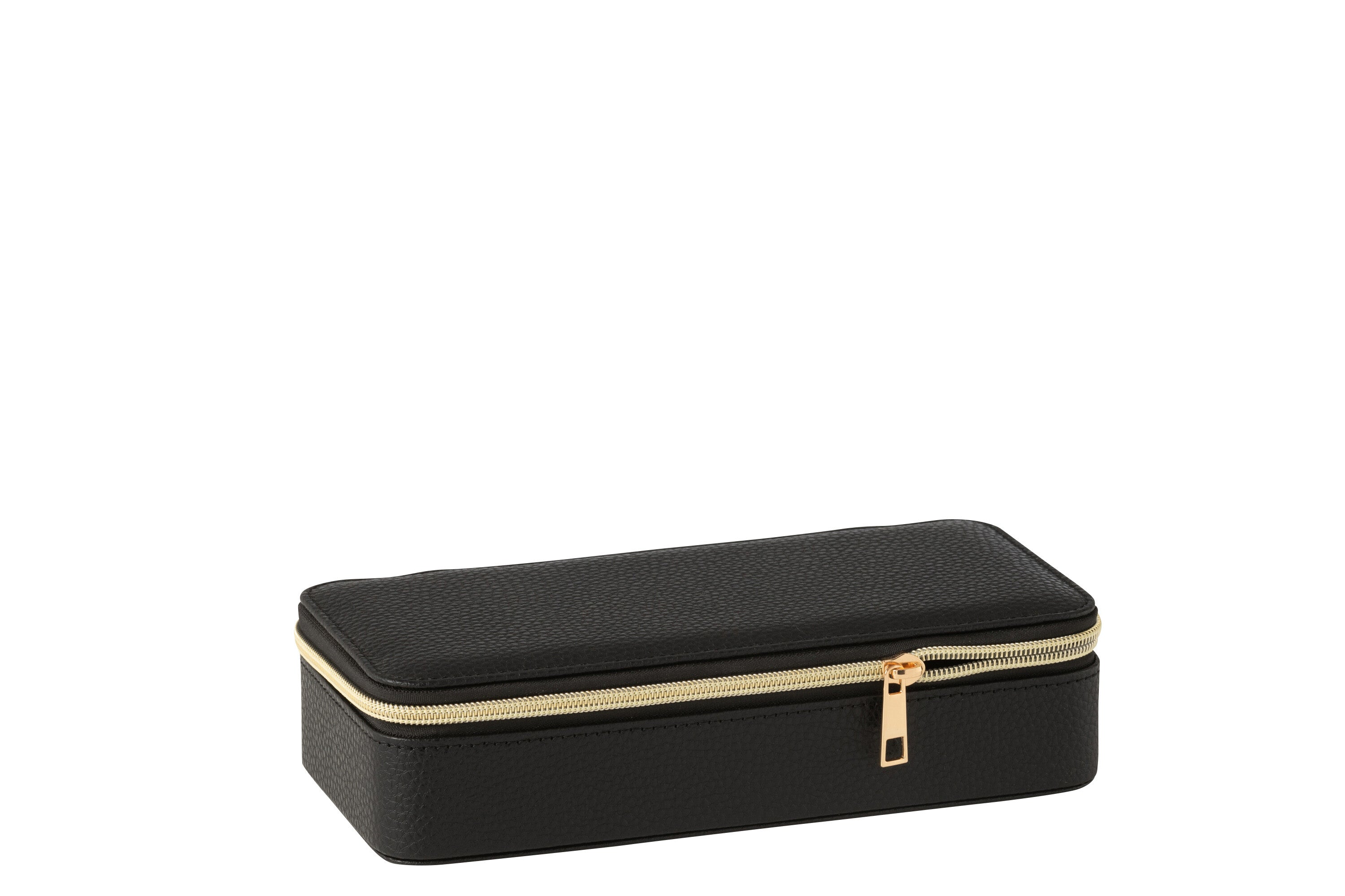 Sieradendoos Rechthoek + Spiegel Kunstleer Zwart