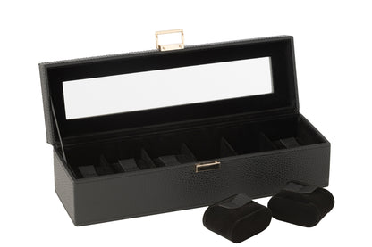 Swatch Box 6 Compartments Kunstleer Zwart