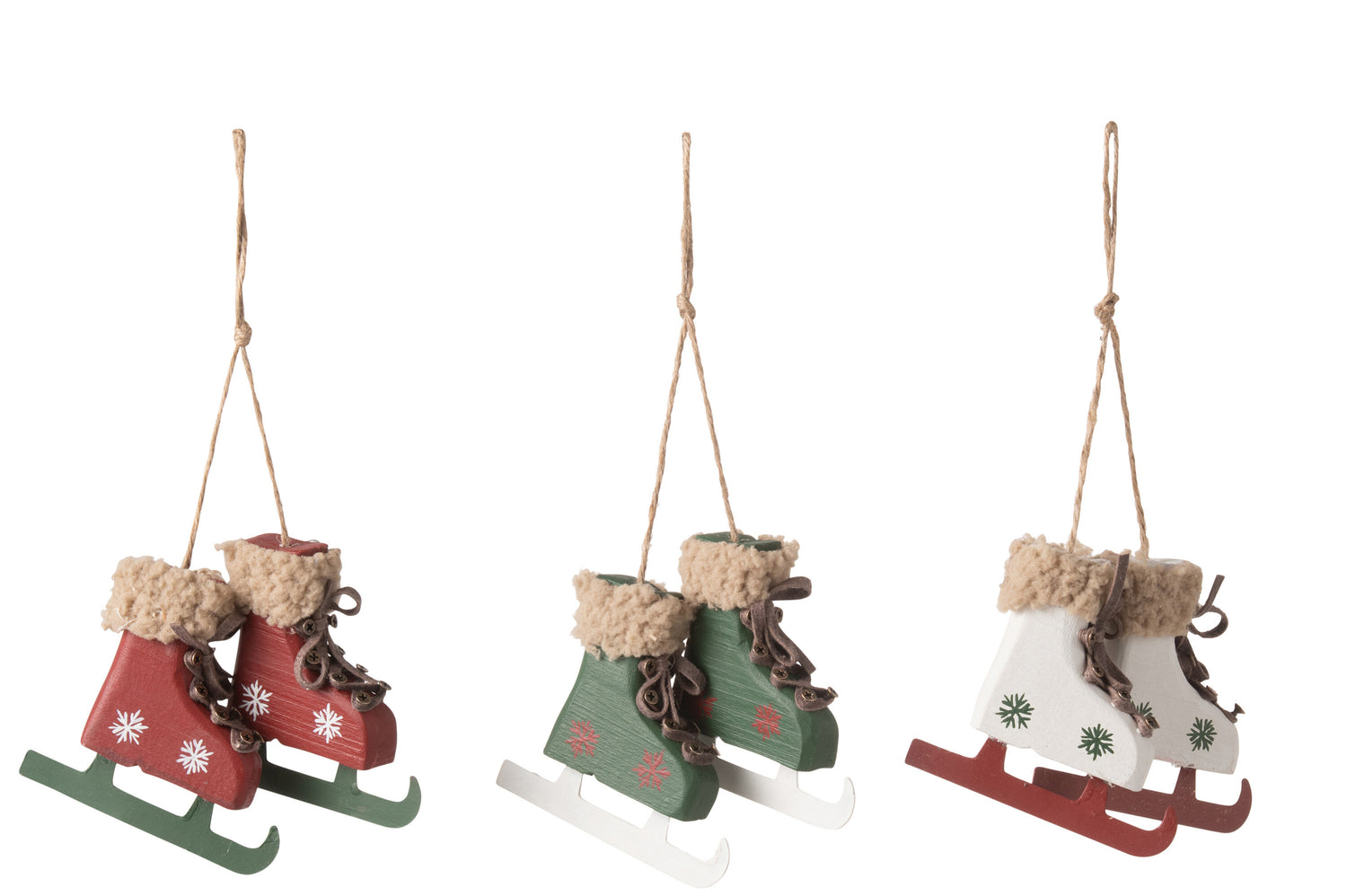 Hanger IJsschaatsen Hout/Metaal Mix Assortiment Van 3