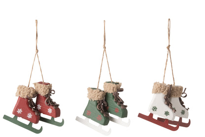 Hanger IJsschaatsen Hout/Metaal Mix Assortiment Van 3