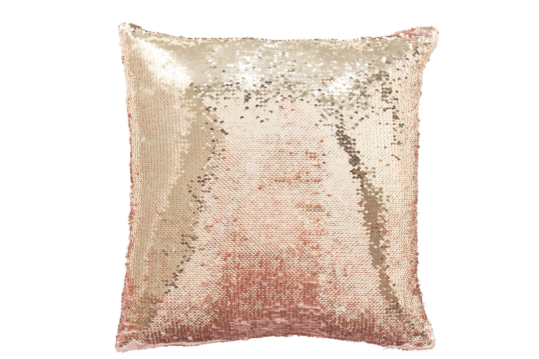 J-Line Kussen Omkeerbaar Sequin Roze/Champagne