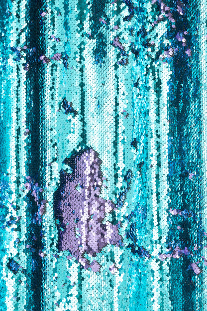 Gordijn Omkeerbare Pailletten Blauw/Paars